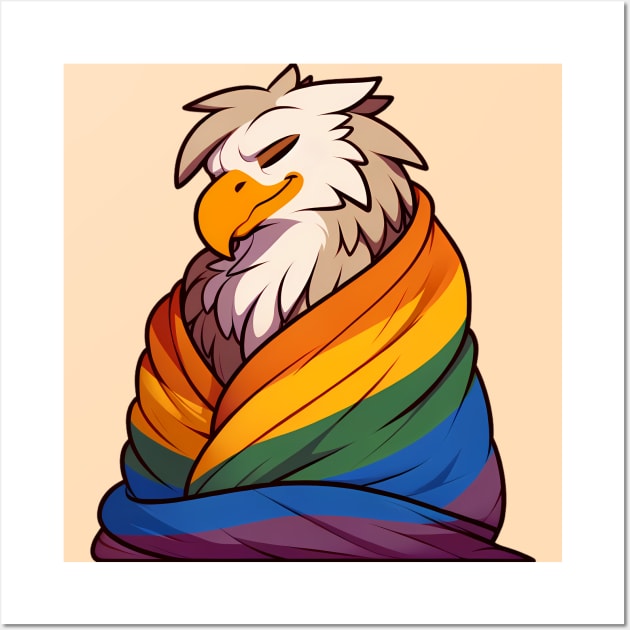 Comfy Womfy Furry Pride Griffin LGBTQ Rainbow Wall Art by Blue Bull Bazaar